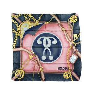 Moschino Black Question Mark Luggage Silk Scarf